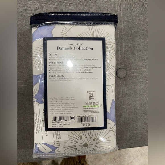 Charter Club Damask European sham, floral, NWT - Picture 2 of 2